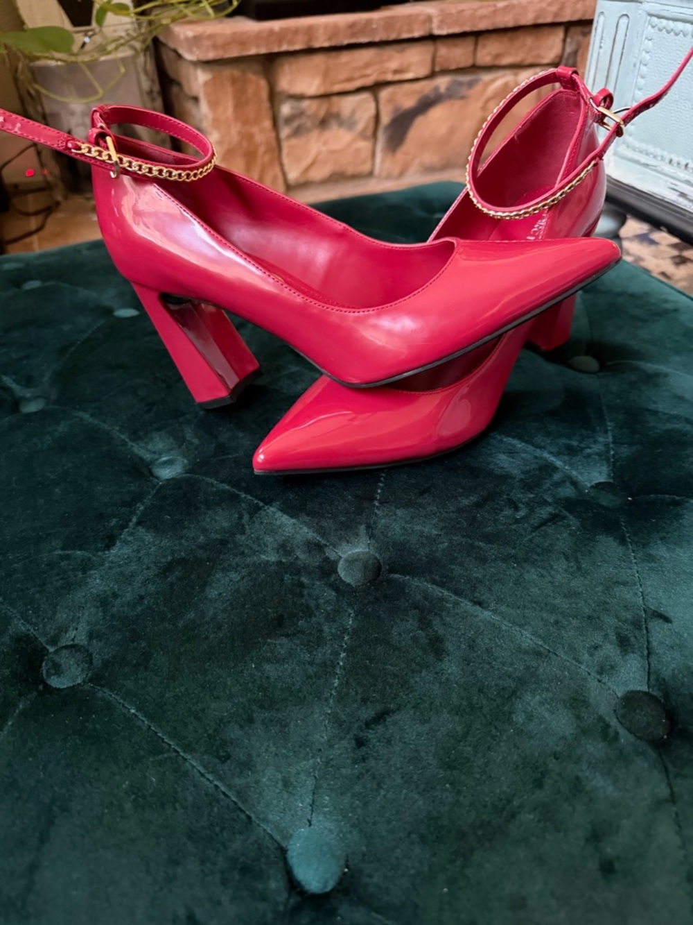 Marc Fisher Barns Ankle Strap Patent Leather Pumps